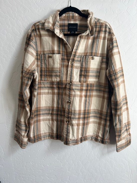 Cotton On Tops - Medium weight cotton neutral tone flannel shacket